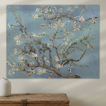 Amandelbloesem van Vincent van Gogh (zacht blauw/early dew)  van Masters Revisited