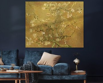 Amandelbloesem van Vincent van Gogh (Oker)  van Masters Revisited