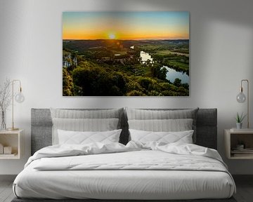 Uitzicht over de Dordogne bij zonsondergang van Marco Schep