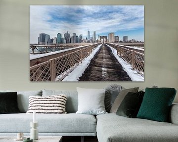New York skyline met Brooklyn Bridge van Inge van den Brande