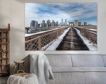 New York skyline met Brooklyn Bridge van Inge van den Brande
