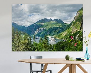 View to the Geirangerfjord in Norway van Rico Ködder