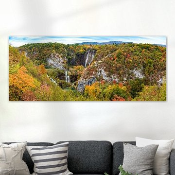 Panorama Plitvice watervallen, Kroatië van Rietje Bulthuis