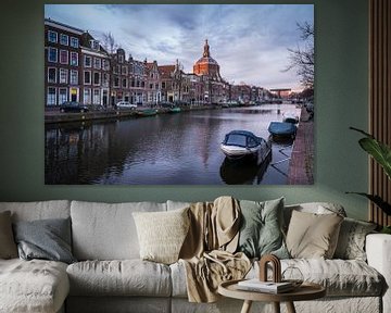 Vue de l'église Marekerk, Leyde sur Martijn van der Nat