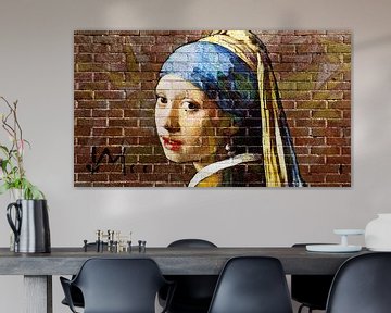 Girl with a Pearl Earring - Johannes Vermeer -graffiti by Lia Morcus