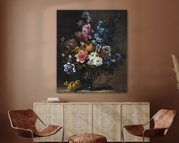 Stillleben mit Tulpen, einer Hyazinthe und anderen Blumen in einer Glasvase, Jean-Baptiste Monnoyer