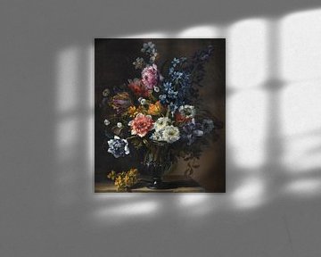 Stillleben mit Tulpen, einer Hyazinthe und anderen Blumen in einer Glasvase, Jean-Baptiste Monnoyer
