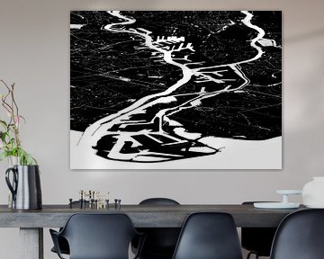 Harbourmap of Rotterdam - black and white by Frans Blok