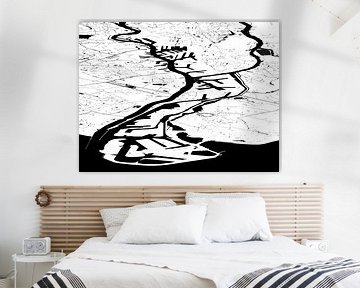 Harbourmap of Rotterdam - white and black