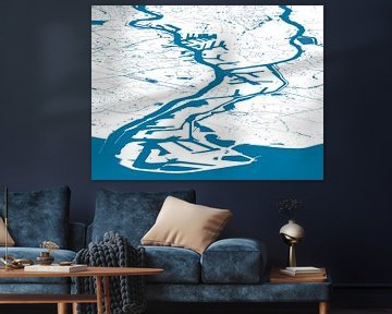 Hafenkarte Rotterdam - blau und weiß von Frans Blok