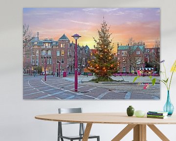 Kerstmis op het Museumplein in Amsterdam Nederland  bij zonsondergang van Eye on You