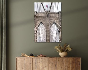 Brooklyn Bridge New York met Amerikaanse vlag