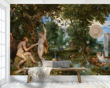 Het aardse paradijs met de zondeval van Adam en Eva, Rubens en Brueghel