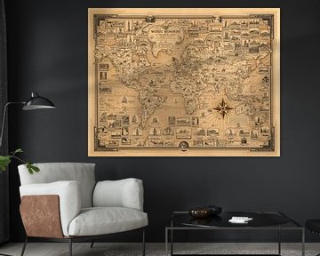Wereldwonderen, wereldkaart als illustratie van World Maps