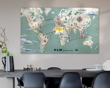 Carte des itinéraires de vol de KLM Royal Dutch Airlines sur World Maps