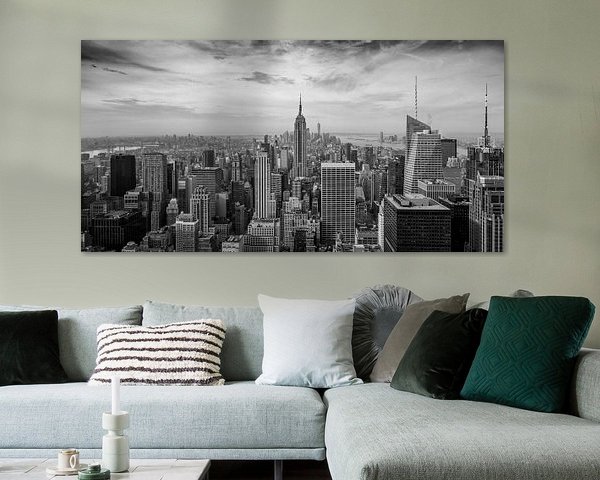 New York - zwart-wit panorama over Manhattan