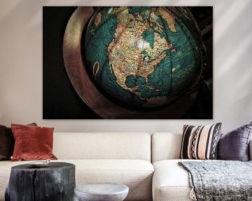 Oude Globe met Noord-Amerika