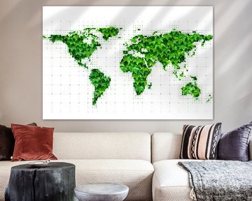 Wereldkaart met Bladeren van World Maps