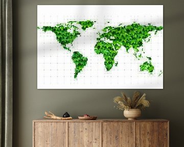 Carte du Monde avec des Feuilles sur World Maps