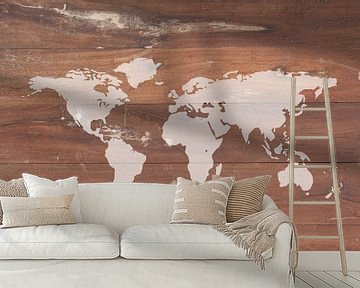 Wereldkaart op Hout van World Maps