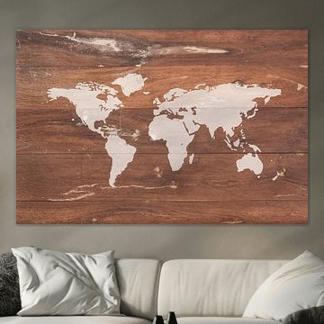 Wereldkaart op Hout van World Maps