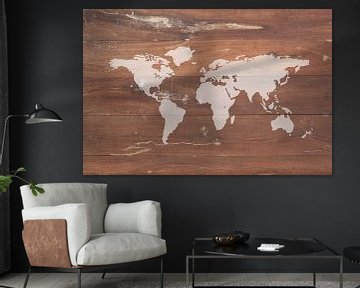Wereldkaart op Hout van World Maps