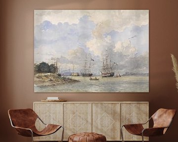 Maas voor Rotterdam, met een Amerikaans en Zweeds schip, Willem Anthonie van Deventer