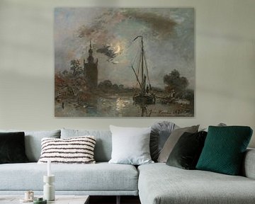 Overschie bij maneschijn, Johan Barthold Jongkind