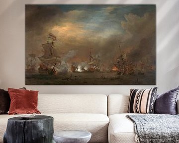 Fight during the naval battle near Kijkduin, Willem van de Velde (II)