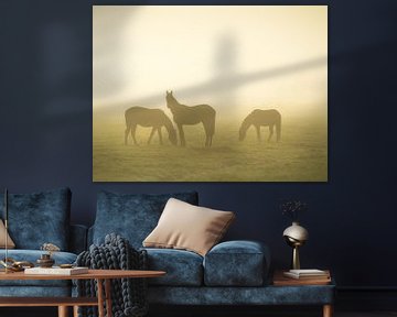 Paarden in de mist van Roelof Nijholt