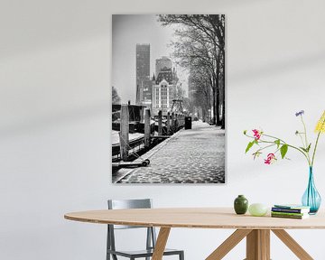 Winterfoto van de Haringvlieg en het Witte Huis in Rotterdam van Mark De Rooij