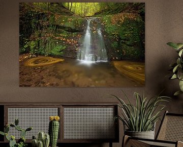 Waterfall Butzerbachtal during fall in the Eifel, Germany. by Rob Christiaans