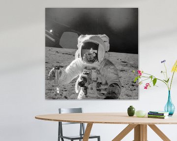 Astronaut doet onderzoek op de maan van Moondancer .