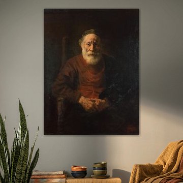 Das Kunstwerk Bildnis eines alten Mannes in rotem Gewand - Rembrandt