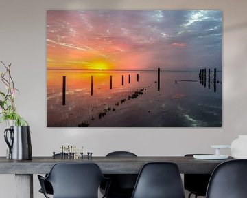 lever du soleil sur la mer des wadden sur Frans Bruijn