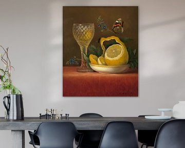 Stilleven met citroen en geslepen glas, Maria Margaretha van Os