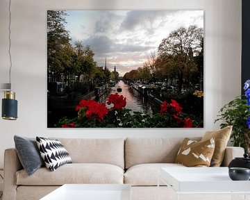 Amsterdam Autumn Sunset van Wiljo van Essen