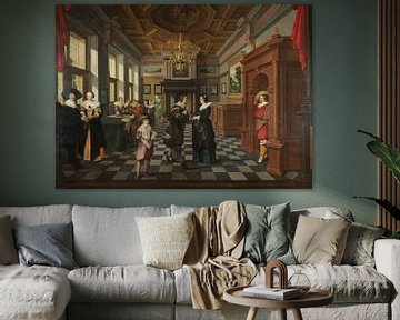 Zevendelige kamerbeschildering: Een interieur, Dirck van Delen