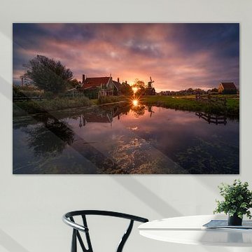 Zaanse Schans Reflections avec coucher de soleil