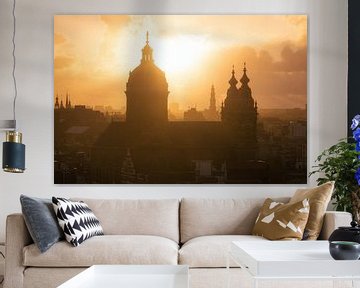 Basilica of St. Nicholas, Amsterdam during sunset by Albert Dros