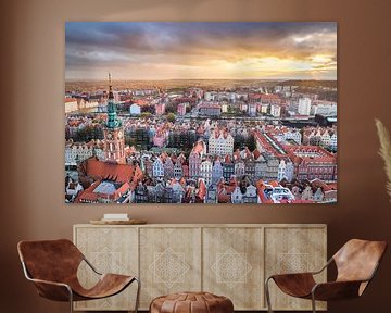 Uitzicht op Gdansk (zonsondergang) van Frenk Volt
