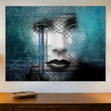 Black lips behind the fence by Gabi Hampe