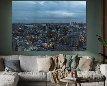 Die Skyline von Rotterdam während der blauen Stunde von MS Fotografie | Marc van der Stelt