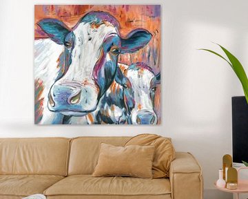 Kuh neugierig - Die neugierige Kuh Gemälde - Kuh Kunst