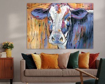 Mmmmmmmoo - Cow Painting The Thinking Cow - Cow Art by Art Whims