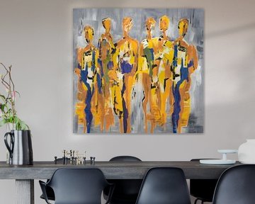 Yellow People of Color | Geel Schilderij met Figuren van Kunst Company