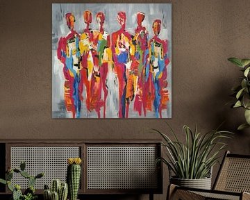Red People of Color | Abstract Painting of People Figures by Kunst Company