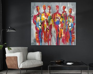 Red People of Color | Abstract Painting of People Figures by Kunst Company