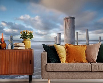 Post on the beach of Petten Holland by Menno Schaefer