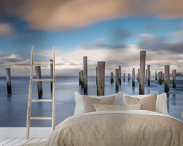 Post on the beach of Petten Holland by Menno Schaefer